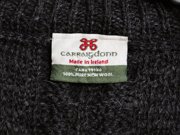 アイルランド製 Carraig Donn フルジップ フィッシャーマン ニット セーター メンズ レディース XL ウール アラン ジャケット 大きいサイズ