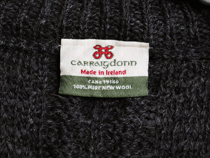 アイルランド製 Carraig Donn フルジップ フィッシャーマン ニット セーター メンズ レディース XL ウール アラン ジャケット 大きいサイズ