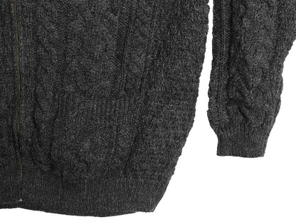 アイルランド製 Carraig Donn フルジップ フィッシャーマン ニット セーター メンズ レディース XL ウール アラン ジャケット 大きいサイズ
