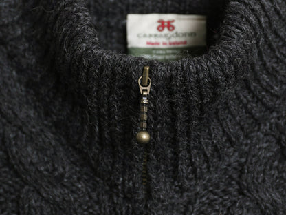 アイルランド製 Carraig Donn フルジップ フィッシャーマン ニット セーター メンズ レディース XL ウール アラン ジャケット 大きいサイズ