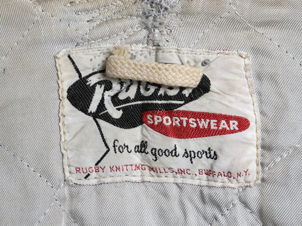 50s 60s USA製 ★ Rugby Knitting Mills ウール スタジャン メンズ S ヴィンテージ チェーンステッチ ワッペン付き 中綿 アワード ブルゾン