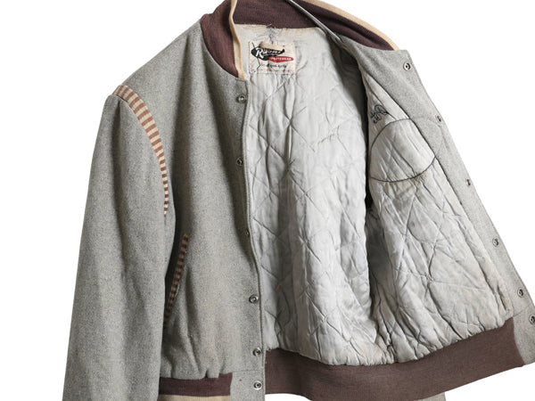 50s 60s USA製 ★ Rugby Knitting Mills ウール スタジャン メンズ S ヴィンテージ チェーンステッチ ワッペン付き 中綿 アワード ブルゾン