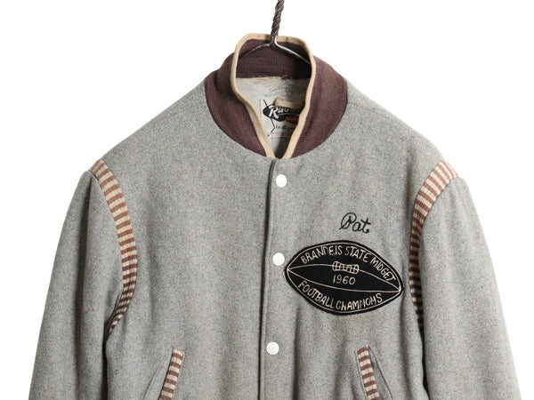 50s 60s USA製 ★ Rugby Knitting Mills ウール スタジャン メンズ S ヴィンテージ チェーンステッチ ワッペン付き 中綿 アワード ブルゾン