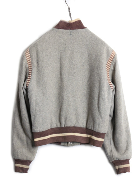 50s 60s USA製 ★ Rugby Knitting Mills ウール スタジャン メンズ S ヴィンテージ チェーンステッチ ワッペン付き 中綿 アワード ブルゾン