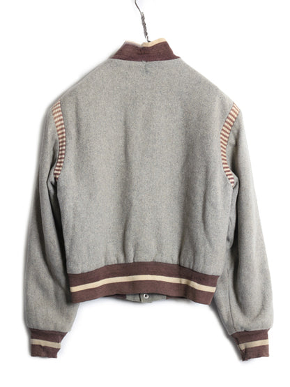 50s 60s USA製 ★ Rugby Knitting Mills ウール スタジャン メンズ S ヴィンテージ チェーンステッチ ワッペン付き 中綿 アワード ブルゾン