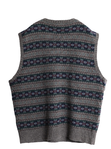 90s ポロ ラルフローレン Vネック ニット ベスト メンズ XL / オールド ウール フェアアイル セーター 重ね着 マルチカラー 大きいサイズ 