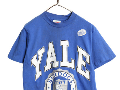 デッドストック 90s USA製 YALE カレッジ プリント 半袖 Tシャツ メンズ M / オールド イエール キャラクター シングルステッチ カットソー