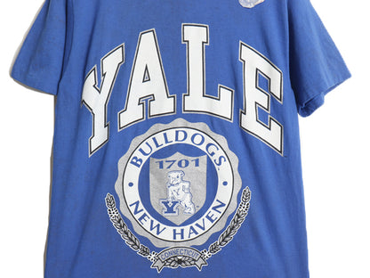 デッドストック 90s USA製 YALE カレッジ プリント 半袖 Tシャツ メンズ M / オールド イエール キャラクター シングルステッチ カットソー