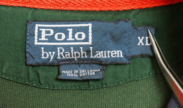 00's ポロ ラルフローレン ボーダー 鹿の子 半袖 ポロシャツ メンズ XL オールド ワンポイント ラガーシャツ ラグビー タイプ 大きいサイズ