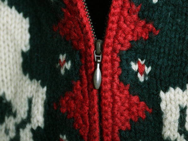 00s ローレン ラルフローレン フルジップ ニット ジャケット レディース S / オールド ポロ 手編み ハンドメイド ファー付き カーディガン