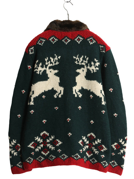 00s ローレン ラルフローレン フルジップ ニット ジャケット レディース S / オールド ポロ 手編み ハンドメイド ファー付き カーディガン