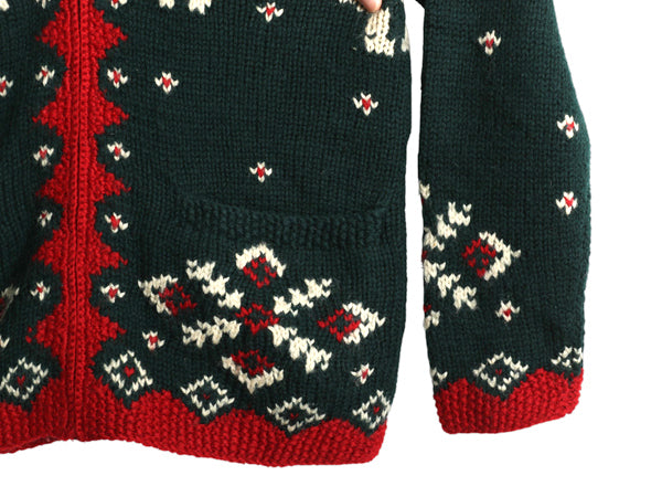 00s ローレン ラルフローレン フルジップ ニット ジャケット レディース S / オールド ポロ 手編み ハンドメイド ファー付き カーディガン