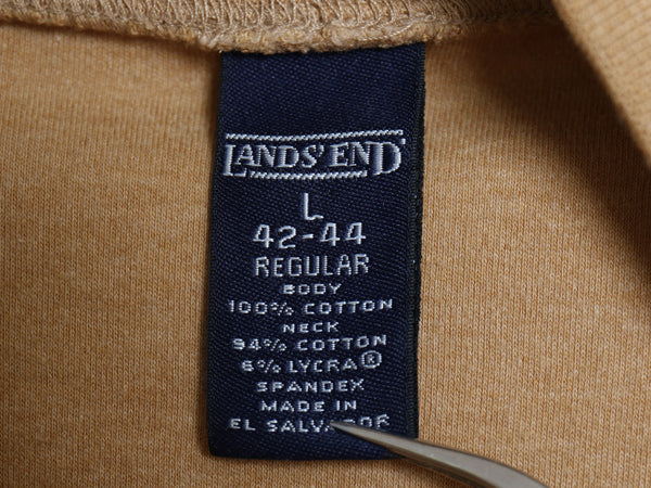 90s ランズエンド モックネック 長袖Tシャツ メンズ L オールド 無地 ロンT スムース ストレッチ コットン カットソー シンプル ゆったり