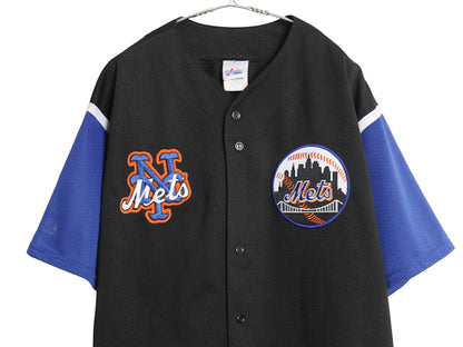 USA製 メッツ ベースボール シャツ メンズ XXL / MLB オフィシャル マジェスティック 大リーグ ユニフォーム ツートン 大きいサイズ 黒 青 