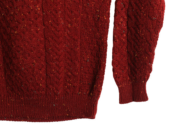 アイルランド製 Carraig Donn フィッシャーマン ウール ニット セーター メンズ レディース L / アラン ケーブル ローゲージ ネップ エンジ