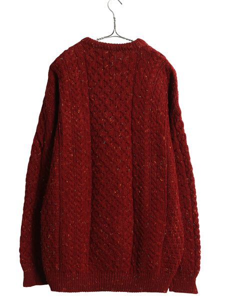 アイルランド製 Carraig Donn フィッシャーマン ウール ニット セーター メンズ レディース L / アラン ケーブル ローゲージ ネップ エンジ