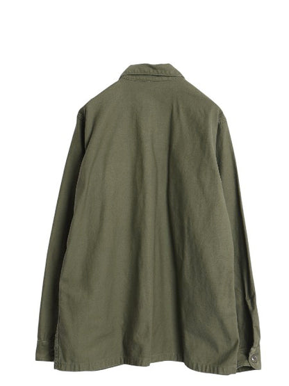 60's 米軍実物 US ARMY コットン サテン ユーティリティ シャツ L / ヴィンテージ OG107 シャツ袖 2nd 軍物 ミリタリー 長袖シャツ カーキ
