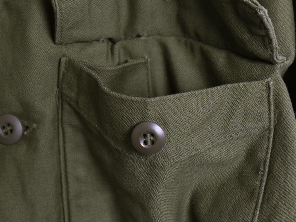 60's 米軍実物 US ARMY コットン サテン ユーティリティ シャツ L / ヴィンテージ OG107 シャツ袖 2nd 軍物 ミリタリー 長袖シャツ カーキ
