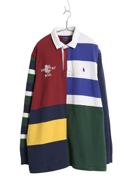 ポロ ラルフローレン 長袖 ラガーシャツ メンズ XL / オールド CLASSIC FIT ラグビー 長袖シャツ クレイジー パターン 大きいサイズ ポニー
