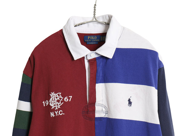 ポロ ラルフローレン 長袖 ラガーシャツ メンズ XL / オールド CLASSIC FIT ラグビー 長袖シャツ クレイジー パターン 大きいサイズ ポニー