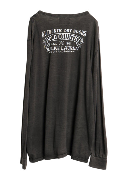 ポロカントリー ラルフローレン ポケット付き 両面プリント 長袖 Tシャツ メンズ XXL / 復刻 ポロ ロンT カットソー ポケT 大きいサイズ 黒