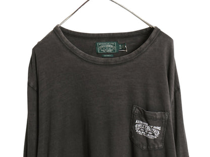 ポロカントリー ラルフローレン ポケット付き 両面プリント 長袖 Tシャツ メンズ XXL / 復刻 ポロ ロンT カットソー ポケT 大きいサイズ 黒