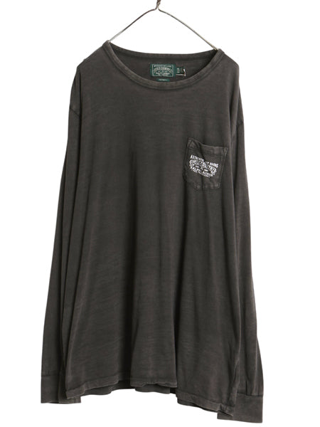 ポロカントリー ラルフローレン ポケット付き 両面プリント 長袖 Tシャツ メンズ XXL / 復刻 ポロ ロンT カットソー ポケT 大きいサイズ 黒