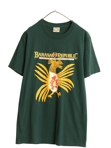 80s USA製 バナナリパブリック イラスト プリント Tシャツ メンズ L 小さめ M / ヴィンテージ サファリ アート イラスト シングルステッチ