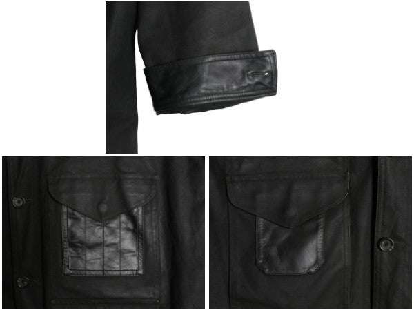 90s ★ ポロ ラルフローレン オイルド クルーザー ジャケット メンズ XL / オールド カバーオール ハンティング 本革 レザー 切替 黒