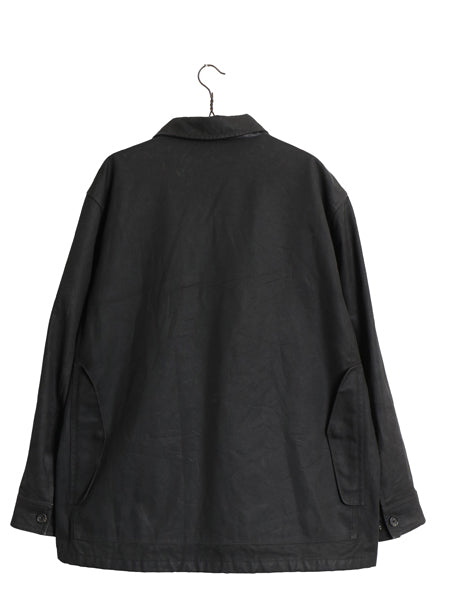 90s ★ ポロ ラルフローレン オイルド クルーザー ジャケット メンズ XL / オールド カバーオール ハンティング 本革 レザー 切替 黒