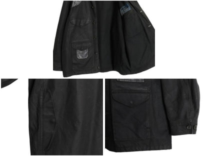 90s ★ ポロ ラルフローレン オイルド クルーザー ジャケット メンズ XL / オールド カバーオール ハンティング 本革 レザー 切替 黒