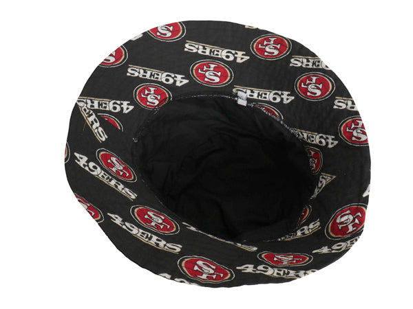 NFL 49ers ロゴ 総柄 プリント バケット ハット メンズ レディース S / 帽子 キャップ グラフィック アメリカン フットボール 黒 アメフト