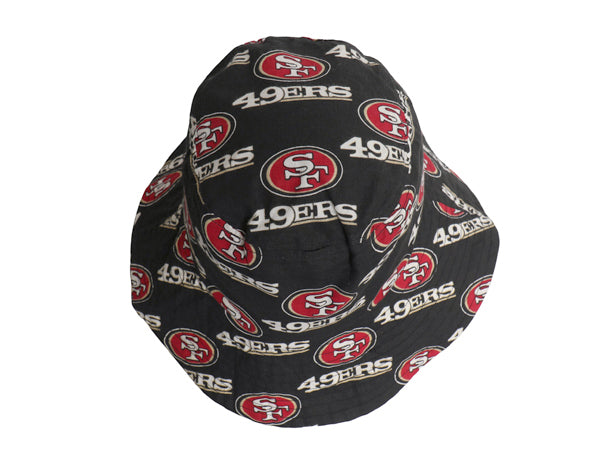NFL 49ers ロゴ 総柄 プリント バケット ハット メンズ レディース S / 帽子 キャップ グラフィック アメリカン フットボール 黒 アメフト