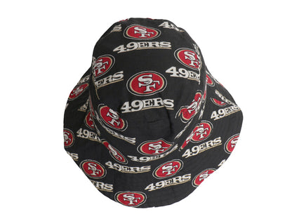 NFL 49ers ロゴ 総柄 プリント バケット ハット メンズ レディース S / 帽子 キャップ グラフィック アメリカン フットボール 黒 アメフト