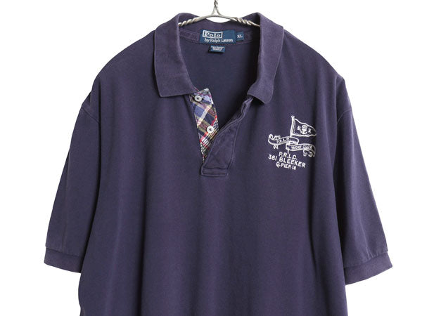 90 ポロ ラルフローレン 鹿の子 半袖 ポロシャツ メンズ XL オールド 半袖シャツ コットン トップス カットソー ワンポイント 大きいサイズ