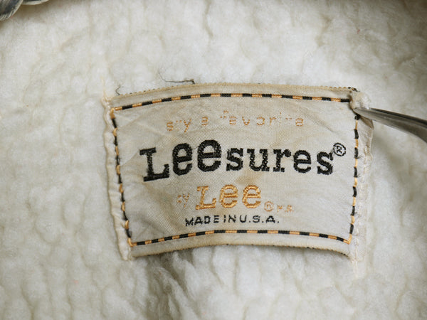 60s USA製 ★ Lee LEESURES 裏ボア ナイロン パーカー ジャケット メンズ S 程/ ヴィンテージ フルジップ パイル ライナー付き ブルゾン 黒