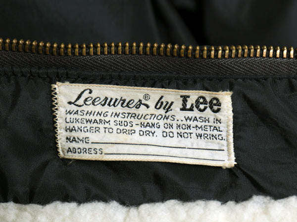 60s USA製 ★ Lee LEESURES 裏ボア ナイロン パーカー ジャケット メンズ S 程/ ヴィンテージ フルジップ パイル ライナー付き ブルゾン 黒