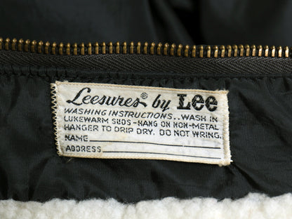 60s USA製 ★ Lee LEESURES 裏ボア ナイロン パーカー ジャケット メンズ S 程/ ヴィンテージ フルジップ パイル ライナー付き ブルゾン 黒