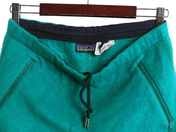 80s USA製 パタゴニア フリース パンツ レディース M メンズ S ヴィンテージ 89年製 旧タグ Rマーク アウトドア ポケット付き イージー 緑
