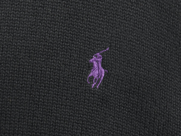 ポロ ラルフローレン コットン ニット セーター メンズ XL / 古着 長袖ニット ワンポイント クルーネック シンプル 大きいサイズ ブラック