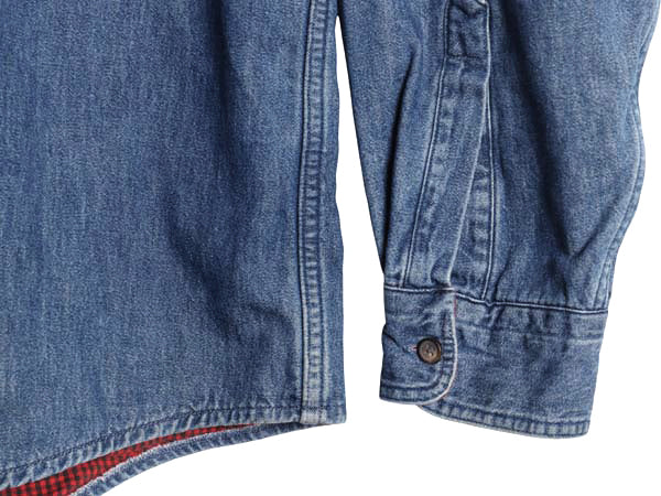 80s USA製 エルエルビーン 長袖 デニム シャツ メンズ L / ヴィンテージ チェック フランネル ライナー付き 長袖シャツ ワーク ジャケット