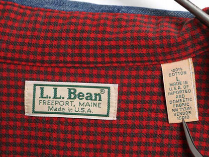 80s USA製 エルエルビーン 長袖 デニム シャツ メンズ L / ヴィンテージ チェック フランネル ライナー付き 長袖シャツ ワーク ジャケット
