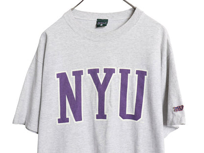 90s USA製 カレッジ プリント Tシャツ メンズ L / 古着 オールド ヘビーウェイト コットン カットソー クルーネック シンプル トップス 灰