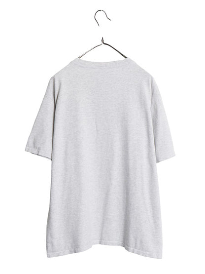 90s USA製 カレッジ プリント Tシャツ メンズ L / 古着 オールド ヘビーウェイト コットン カットソー クルーネック シンプル トップス 灰
