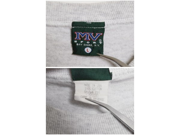90s USA製 カレッジ プリント Tシャツ メンズ L / 古着 オールド ヘビーウェイト コットン カットソー クルーネック シンプル トップス 灰
