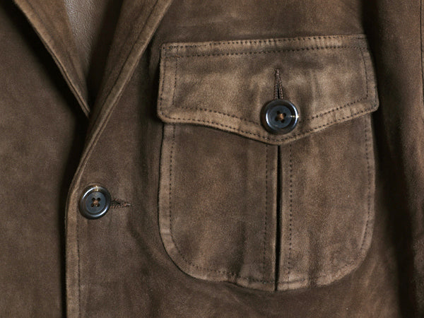 00s ポロ ラルフローレン 本革 ヌバック レザー テーラード ジャケット メンズ M 程 オールド 革ジャン ハンティング スウェード ブルゾン