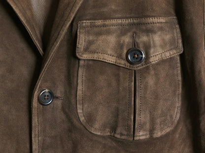 00s ポロ ラルフローレン 本革 ヌバック レザー テーラード ジャケット メンズ M 程 オールド 革ジャン ハンティング スウェード ブルゾン