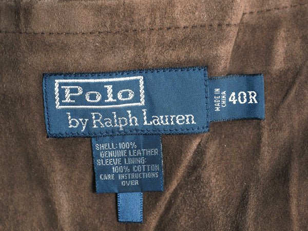 00s ポロ ラルフローレン 本革 ヌバック レザー テーラード ジャケット メンズ M 程 オールド 革ジャン ハンティング スウェード ブルゾン
