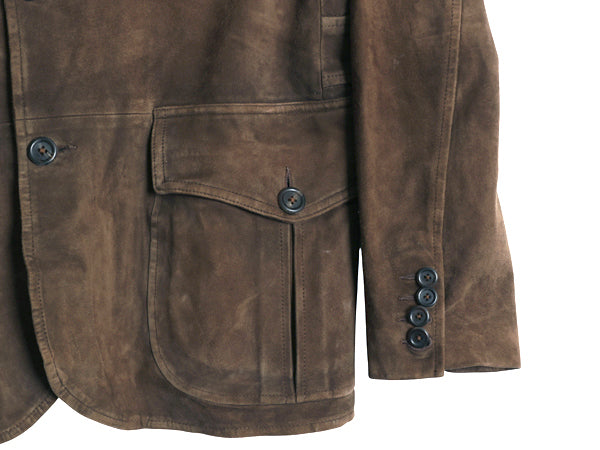 00s ポロ ラルフローレン 本革 ヌバック レザー テーラード ジャケット メンズ M 程 オールド 革ジャン ハンティング スウェード ブルゾン