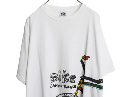 90s USA製 アート イラスト プリント Tシャツ メンズ XL / オールド グラフィック 自転車 BMX ラスタ シングルステッチ 大きいサイズ 白